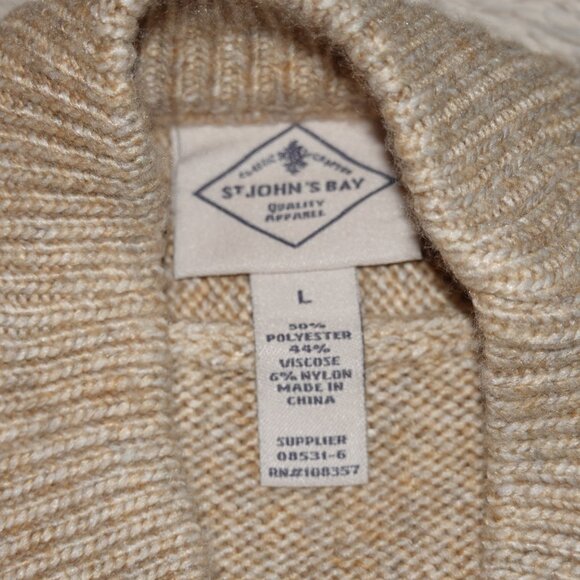 Women's Size Large St John's Bay Striped Mock Neck Pull Over Long Sleeve Sweater - Picture 2 of 3